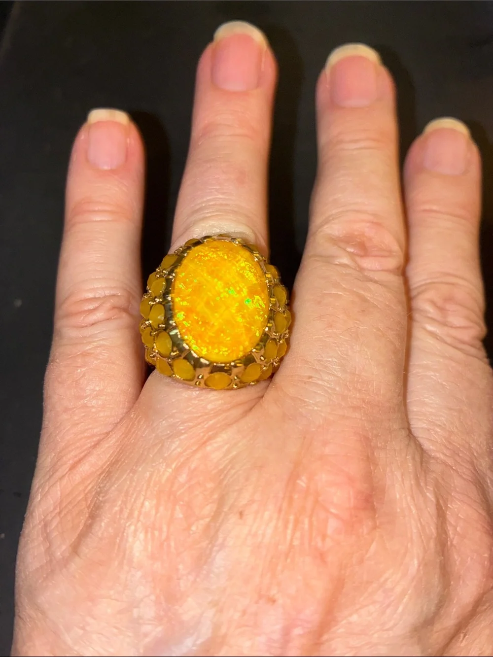 Yellow Opal Statement Stretch Ring